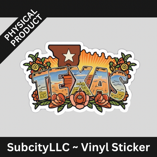 3" Texas Vinyl Water Proof Sticker