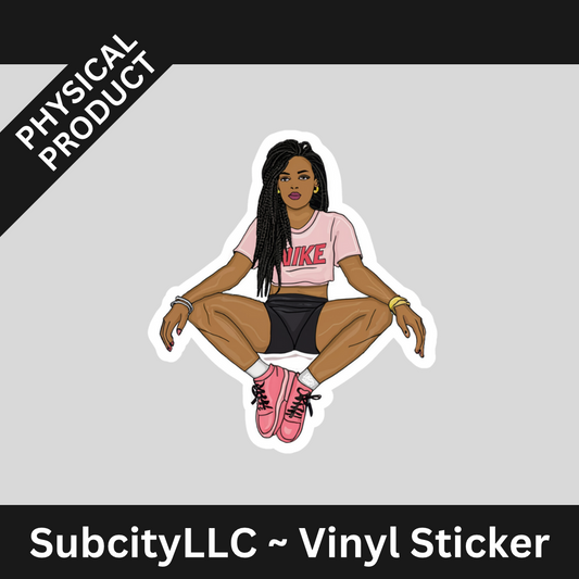 3" Black Girls Wear Nike And Pink Vinyl Water Proof Sticker
