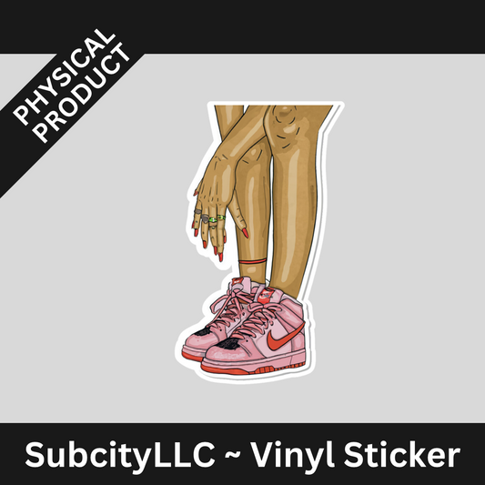 3" Girl In Her Pink Nike Dunks Vinyl Water Proof Stickers